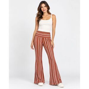 Shosho Women's Rust & White Striped Flare Bell Bottom Pants – Size Medium